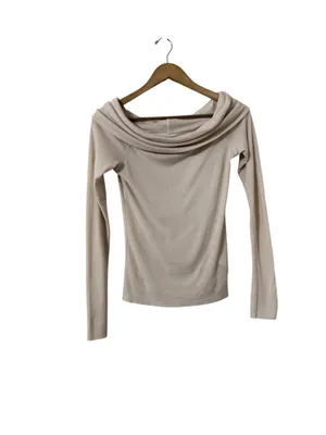 ARITZIA Babaton Streamline Wool Birch Off Shoulder Long Sleeve Top Sweater thumbnail 5