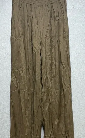 Wide Leg Linen Pants Tan Size XL thumbnail 1