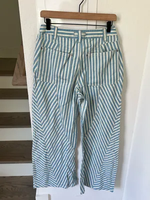 Free People Runyon Striped Pants in West Ridge Blue Patte NWT thumbnail 4