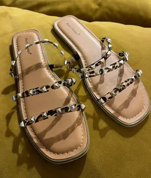 Pierre Dumas Leopard-Print Studded Slide Sandals - Tan thumbnail 1