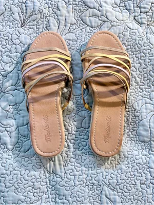 MADEWELL Kathryn Colorful Strappy Leather Espadrille Slide Sandals Pastel~7.5💛 thumbnail 3