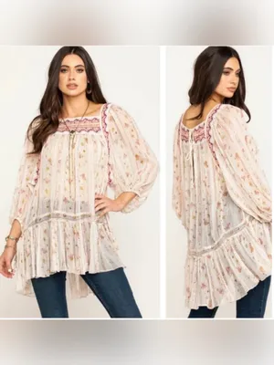 Free People Ivory Dance Magic Tunic Size Large thumbnail 3