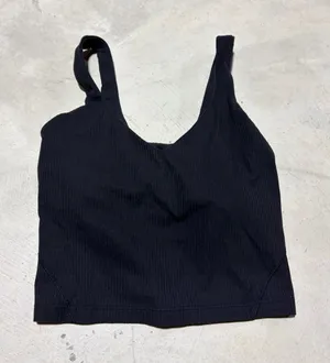 lululemon athletica Black ribbed align tank top cropped 2 thumbnail 1
