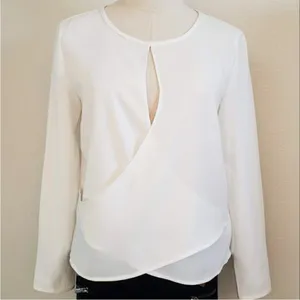 Club Monaco‎ White Brixxtun faux wrap keyhole Blouse size small thumbnail 1