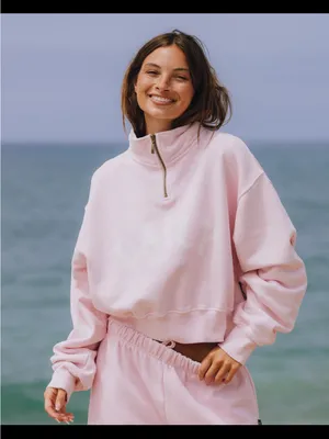 Daily Drills Cropped Light Pink Half-Zip Pullover thumbnail 2