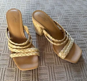 Universal Threads Braided Straw Block Heel Sandals in Tan thumbnail 1