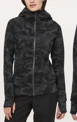 Lululemon Women's Scuba Hoodie Light Cotton Fleece Incognito Camo Gray 12 thumbnail 1