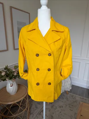 NWT 2012 Old Navy Yellow Cotton Peacoat Jacket Early 2010s Twee S thumbnail 8