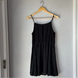 Silk Ruffle Mini Dress Black Size M thumbnail 3