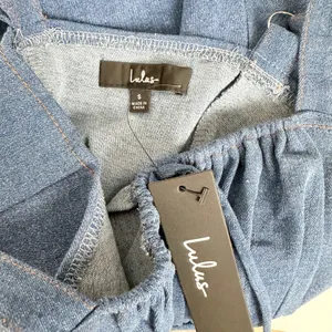 Lulus Considered Charisma Blue Chambray Bustier Mini Dress Cute A Line Small NWT thumbnail 11