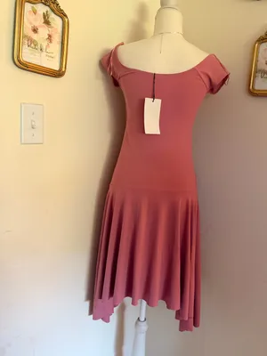 Zara Dusty Pink Asymmetrical Off-Shoulder Dress thumbnail 4