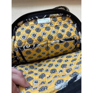 Y2K Vera Bradley‎ Backpack Yellow Bird Floral Retired Quilted Cotton Bag thumbnail 5