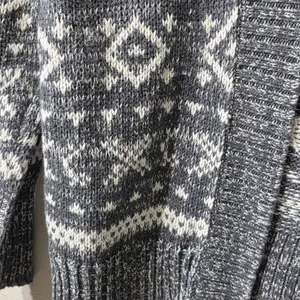 Aeropostale XL Gray White Fair Isle Knit Open Cardigan Sweater Boho Aztec‎ Print thumbnail 4
