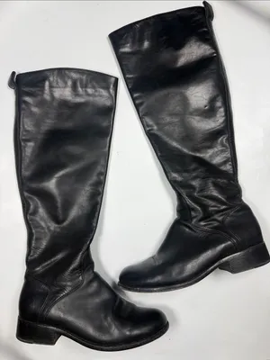 Chocolat Blu Women’s Black Leather Tall Side Zip Riding Boots S-569 Sz 7.5 thumbnail 1