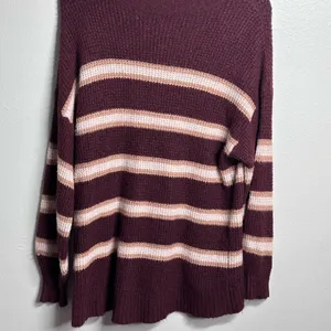 American Eagle Women‎ Burgundy Stripes Knit Pullover Sweater size Small thumbnail 6