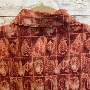 Woolrich Womens M Shirt Rust Leaf Print Micro Wale‎ Corduroy Button Front Cotton thumbnail 4