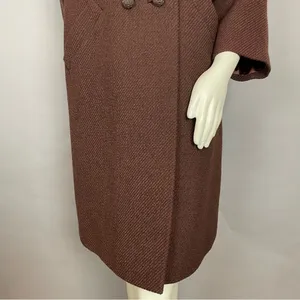 Vintage 60s Meier &‎ Frank Brynwood Coat Women Brown Retro Boxy Mod Union Label thumbnail 5
