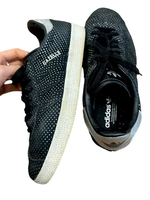 Adidas Gazelle Core Black suede Silver Metallic polka dots shoe sneakers 6.5 38 thumbnail 5