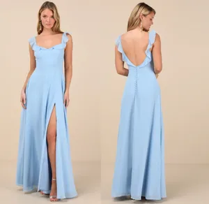NWT Lulus Dreamy Admiration Light Blue Ruffled Maxi Dress Bridesmaid Formal XS thumbnail 2