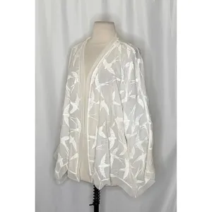 Anthropologie LILKA Shorebird Embroidered Bird Swim Cover-Up Jacket Medium Large thumbnail 5