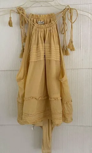 Free People Trust Me Pleated Tie Shoulder Bodysuit in Yellow thumbnail 1