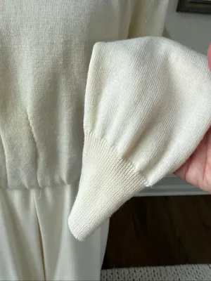 Vintage 80s Ciao Petites 100% Wool Knit Ivory Blouson Dress M thumbnail 5