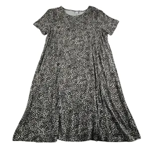 Old Navy‎ L Large Swing Dress Short Sleeve Leopard Print Jersey Knit Crew Neck thumbnail 2