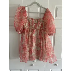 Audrey Parks Francesca's‎ Floral Puff Sleeve Babydoll Dress Womens Size M Pink thumbnail 7