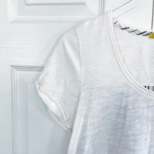 Little Yellow Button Anthropologie White Striped Mixed Media Top Lagenlook Artsy thumbnail 2
