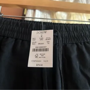 J. Crew Tall Linen-cotton‎ Blend Drawstring Pants Black Pull On NWT Size 0T thumbnail 3