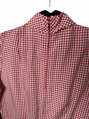 Vintage 70s Gingham Prairie Dress Country Miss Red Cottagecore Picnic Bow Midi M thumbnail 10