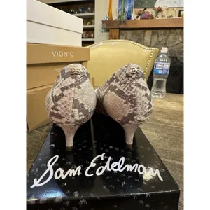 Sam Edelman Womens Dori Pumps US Size 6 Taupe Snake Print Leather NIB thumbnail 5