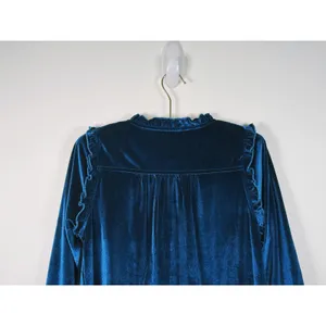 Pink Chicken Kalani Crushed Velvet Tiered Dress Womens S Blue Romantic Ruffle thumbnail 7