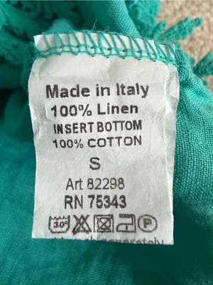 TERZO Millennio Short Sleeve Linen Top Crochet Trim Made In Italy Size Small thumbnail 8