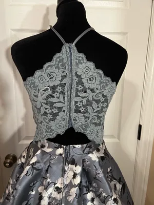 B Darlin Y2K gray floral mini wedding guest dress thumbnail 4
