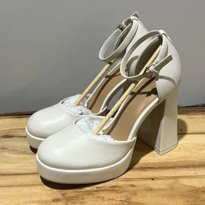 Call it Spring Vegan Anabelle White Chunky‎ Platform Heels Size 9 thumbnail 3