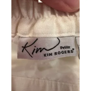 Kim Rogers Petite Linen Skirt Set White Ruffle Blazer & Midi Skirt Size PL Coast thumbnail 8