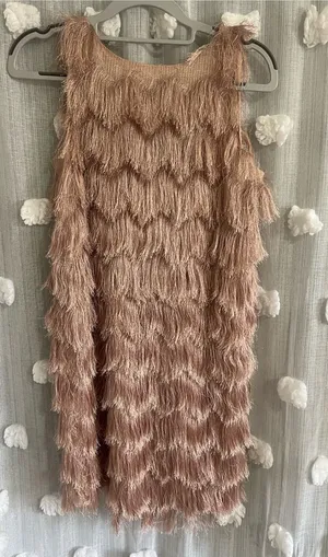 Zara Textured Fringe Women's dress - Blush thumbnail 1