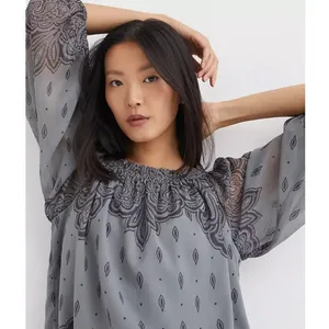 LOFT Paisley Off Shoulder Blouse NWT‎ XL Ruffle Neck Boho Romantic Top thumbnail 12