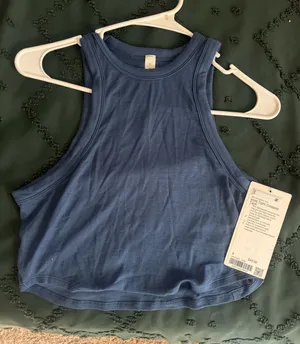 Lululemon Tank dusty blue hold tight crop tank thumbnail 1