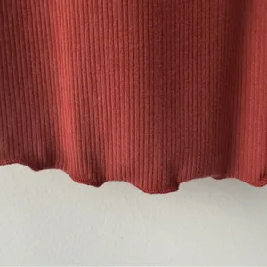 Free People Shimmy Shake Top Oversized Rust Long Sleeve Blouse scalloped hem EUC thumbnail 9