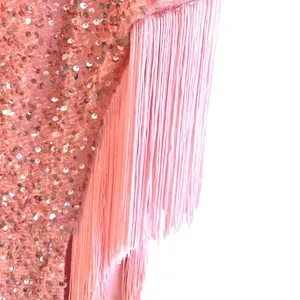 Giffniseti Pink‎ One Shoulder Sequin Fringe High Slit Formal Gown Dress Size M thumbnail 5