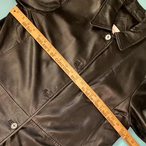 WORTHINGTON lambskin leather longline vintage classic button coat jacket size L thumbnail 10