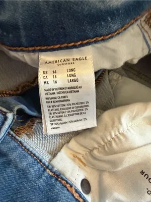 American Eagle Mom Jeans 16 Long High Rise Distressed Stretch‎ Denim thumbnail 9