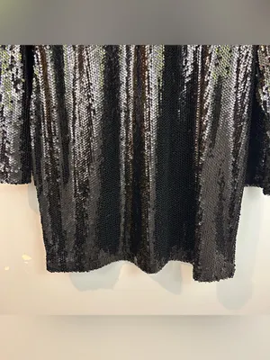 NWT Nasty Gal Black Sheer Sequin Long Sleeve Mini Shift Party Dress Size 18 thumbnail 3
