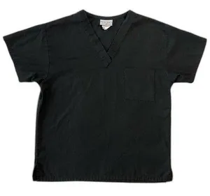 Peaches Uniforms Medium Women's Scrubs Top Black V-Neck Front Pocket thumbnail 1