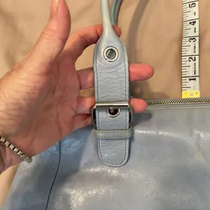 Danier light blue soft leather handbag with adjustable handles EUC thumbnail 15