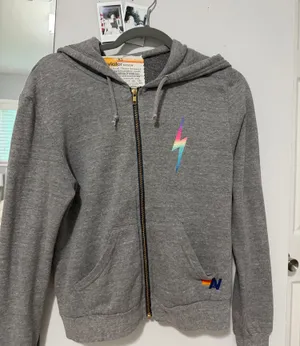 Aviator Nation Hoodie Zip-Up Grey Bolt Light Rainbow thumbnail 1