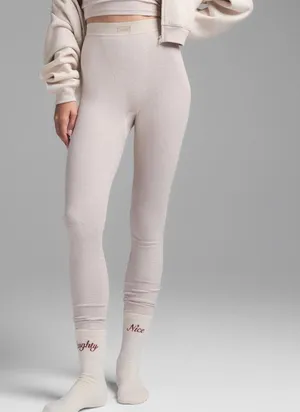SKIMS Stretch Cotton Rib Leggings High-Waisted Limited Edition Heather Oatmeal thumbnail 1