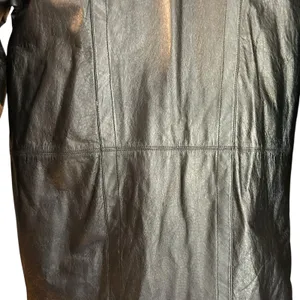 Vintage 90's Marco Morani Black Leather Long Trench Coat Women’s L Suede Trim thumbnail 13
